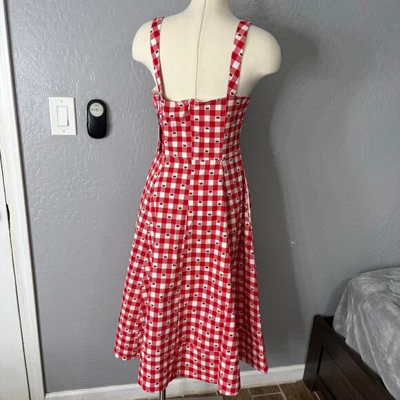 Avec Les Filles Cherry Swing Dress, Red/White, 8 - Picture 2 of 7